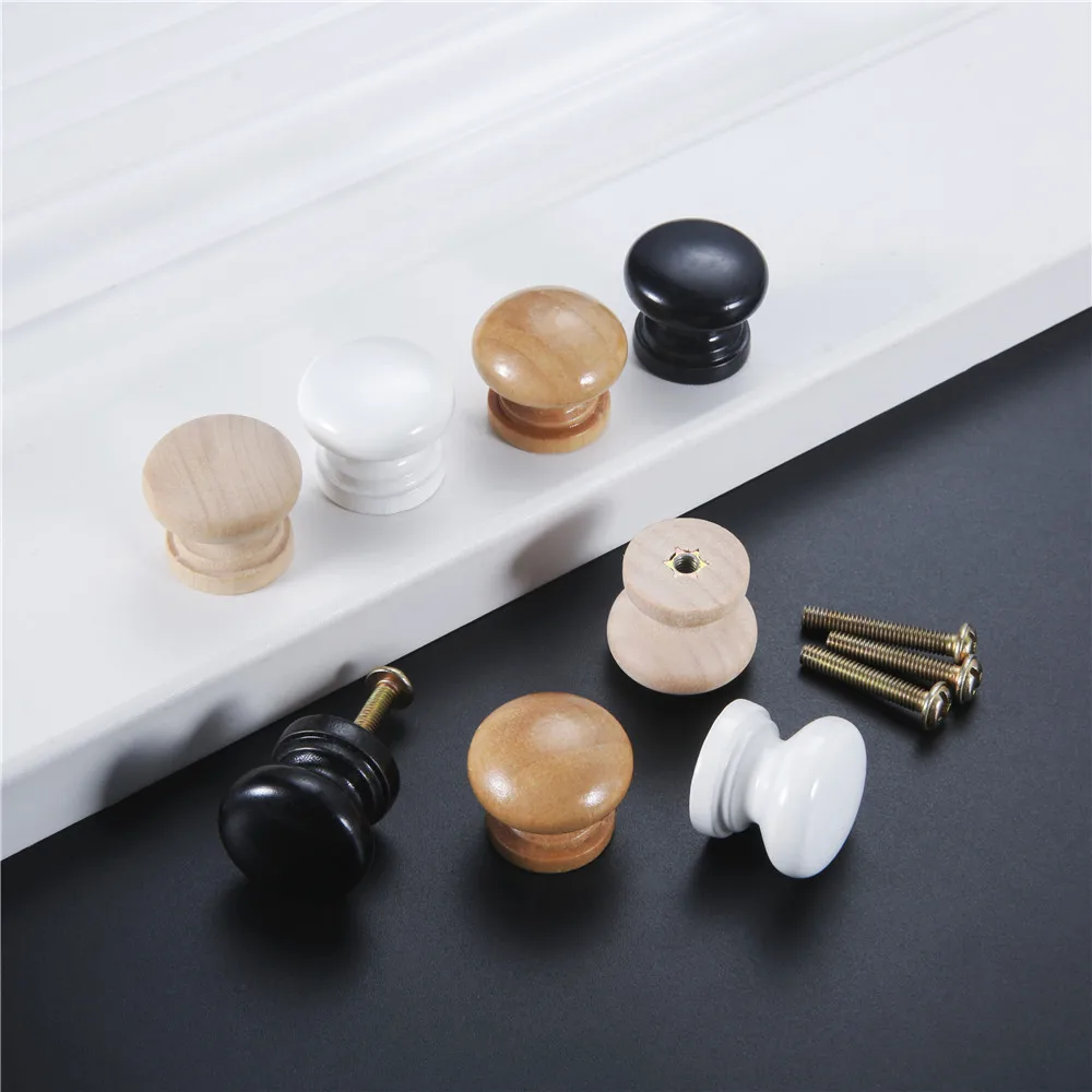 5pcs Solid Wood Mini Knob w/screw 24*22mm 0.94
