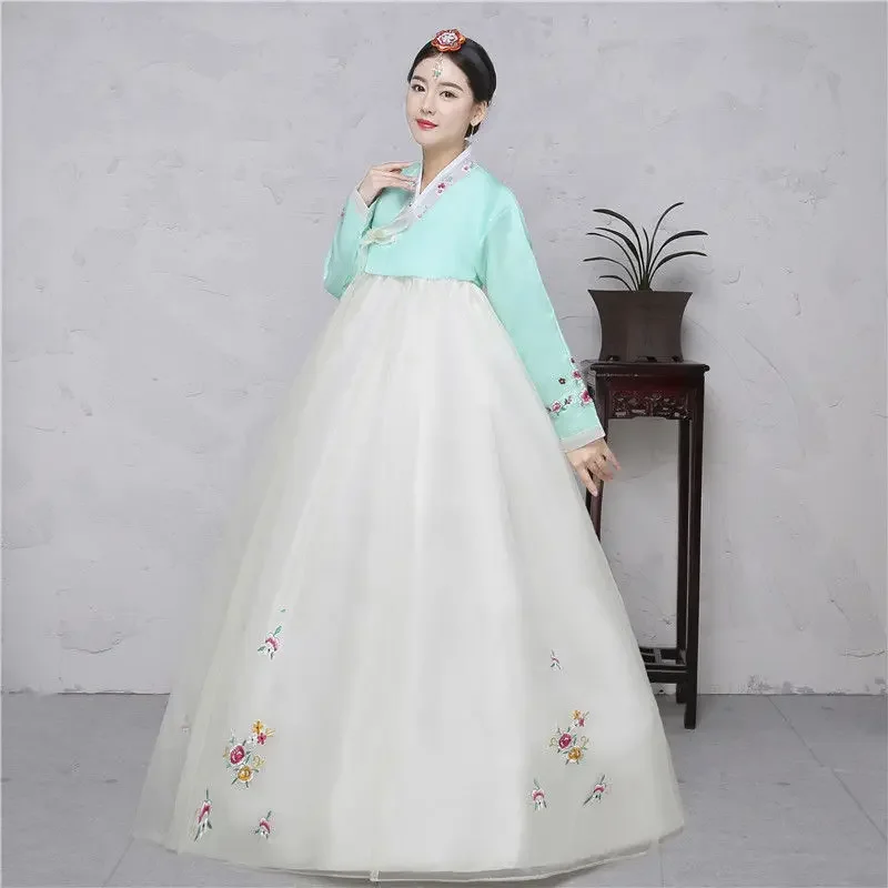 

2024 cotton silk full sleeve japanese kimono yukata korean traditional dress hanbok costume hanbok dress