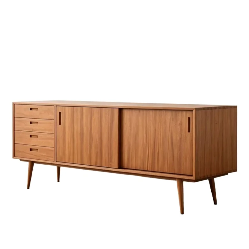 Medieval-style ambient sideboard and chest of drawers, made of beech wood, brown, suitable for living rooms, storage.