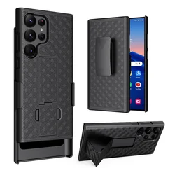 Woven 2in1 Hybrid Hard Shell Holster Combo Case Kickstand Belt Clip For Samsung galaxy Note 20 S21 S22 S23 S24 S25 PLUS Ultra
