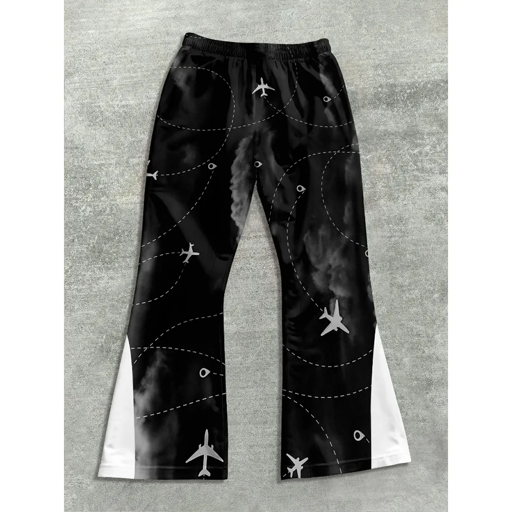 Men's Trendy Hip - hop Style Casual Sweatpants Striking Flame Elements Paired with 