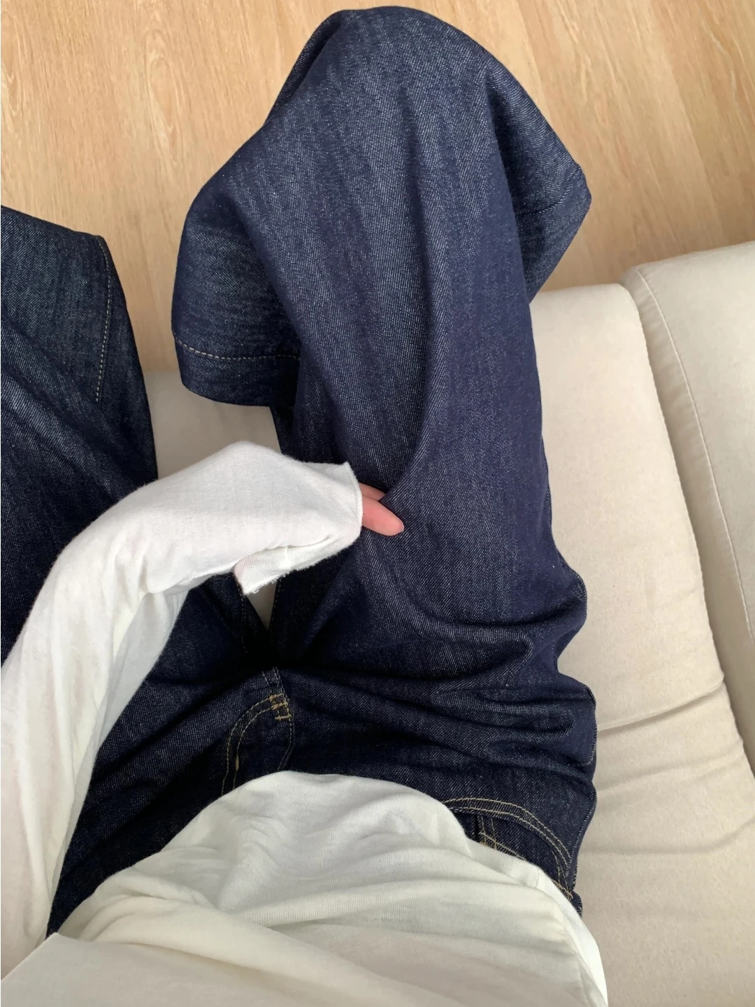 Extended Size High Waist Wide Leg Denim Blue Jeans Women Loose Drapey Straight Floor-Length Trousers Comfortable All-Season