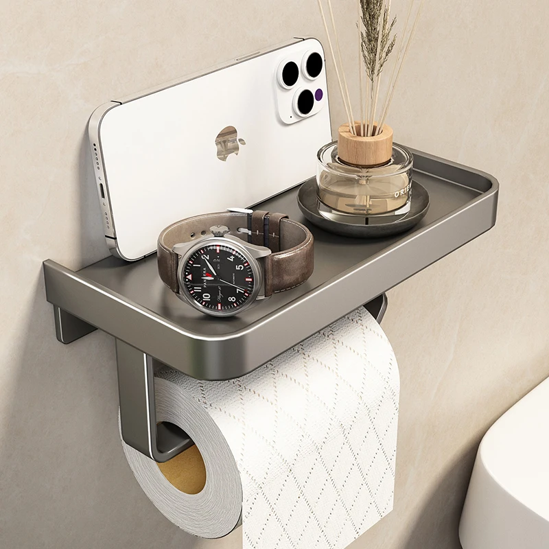 

Держатель для туалетной бумаги настенный, многофункциональный, с полкой для телефона и полкой для полотенец, аксессуары для ванной комнаты