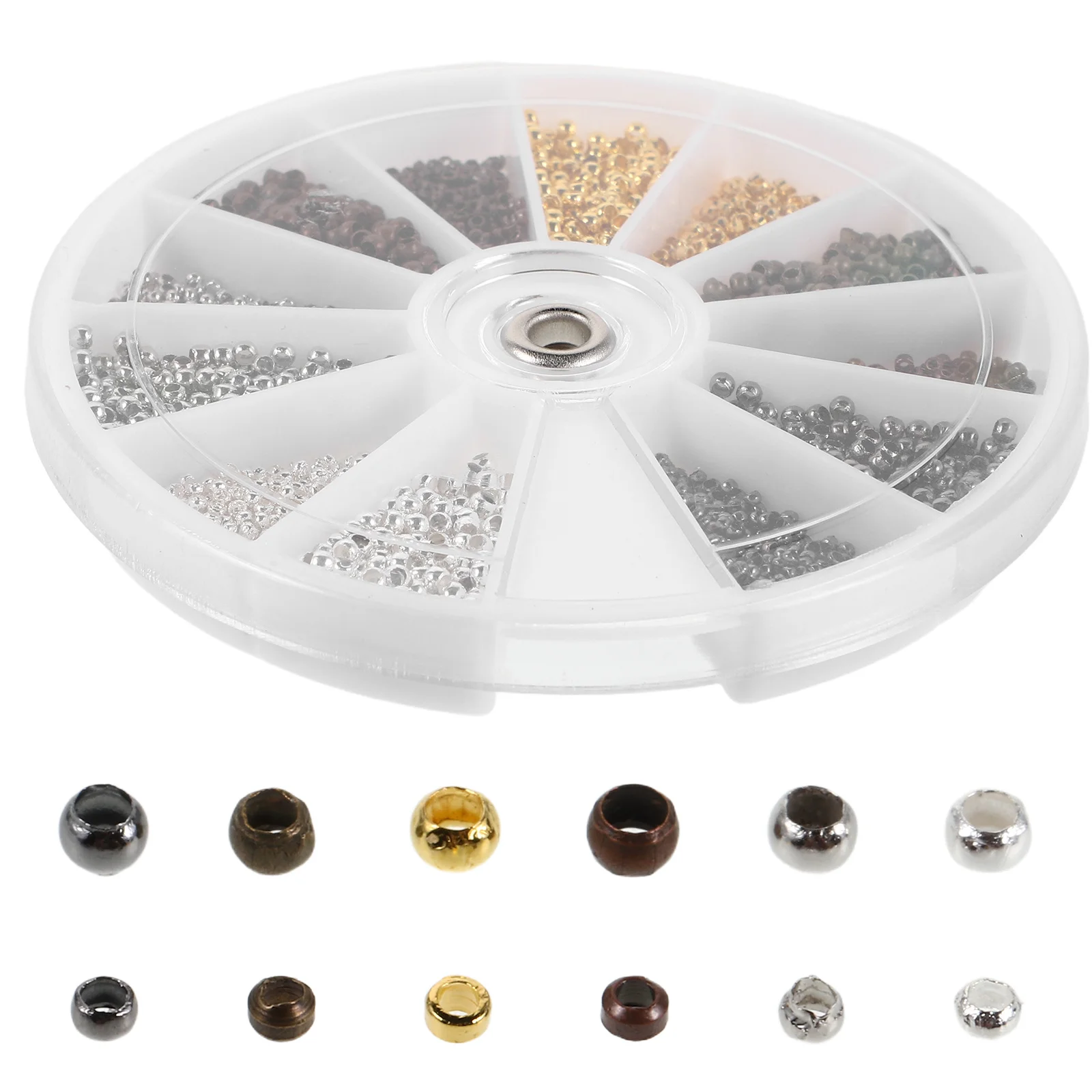 

3000pcs Crimp 1.5Mm 2.0Mm Copper Jewelry Making Supplies For Diy Bracelet Earring Necklace Craft Spacer Beads Kit Small Beads