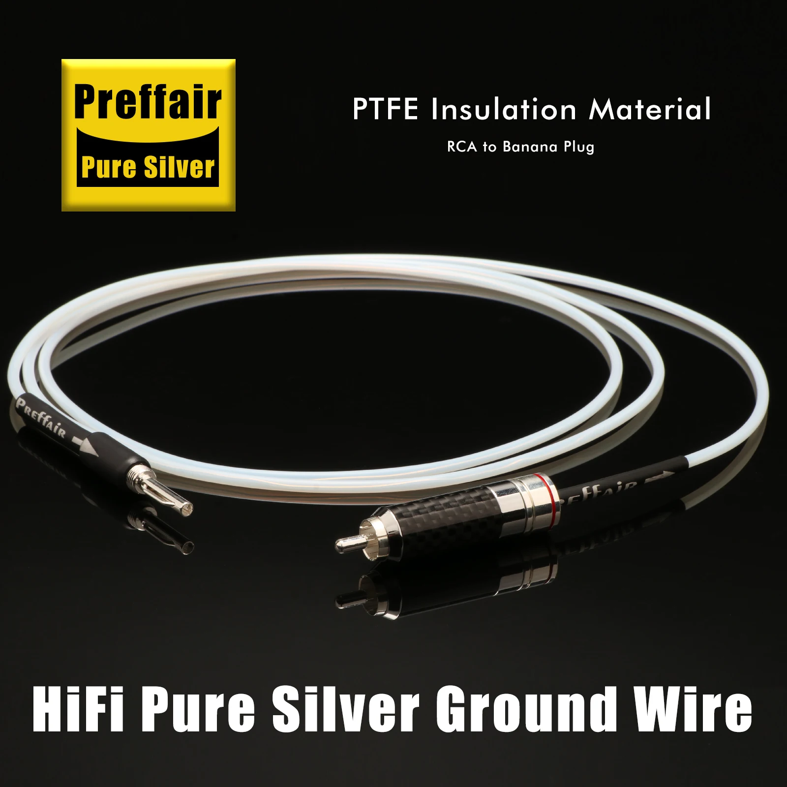 Preffair HIFI Pure Silver Ground Cable - RCA to Banana Turntable Ground Wire for Realistic MCS Phono Vinyl CD Speaker Amplifier