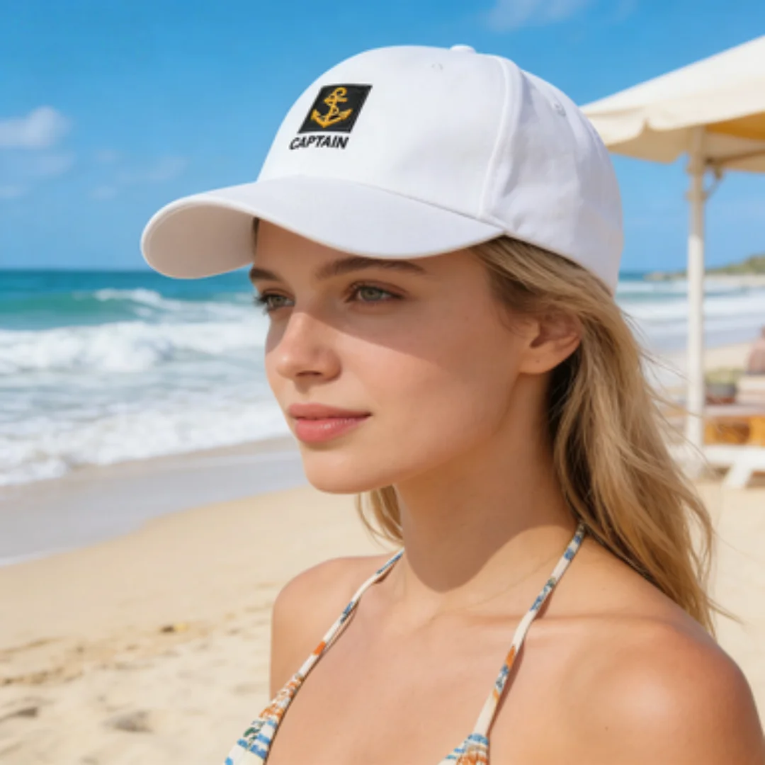Nautical Captain Anchor Embroidered Baseball Cap - Adjustable Cotton Hat for Beach, Sailing & Daily Outfit
