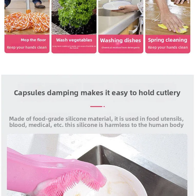 Silicone Dishwashing Gloves, Magic Gloves, Durable, Wear-Resistant, Waterproof Rubber Gloves for Special Use