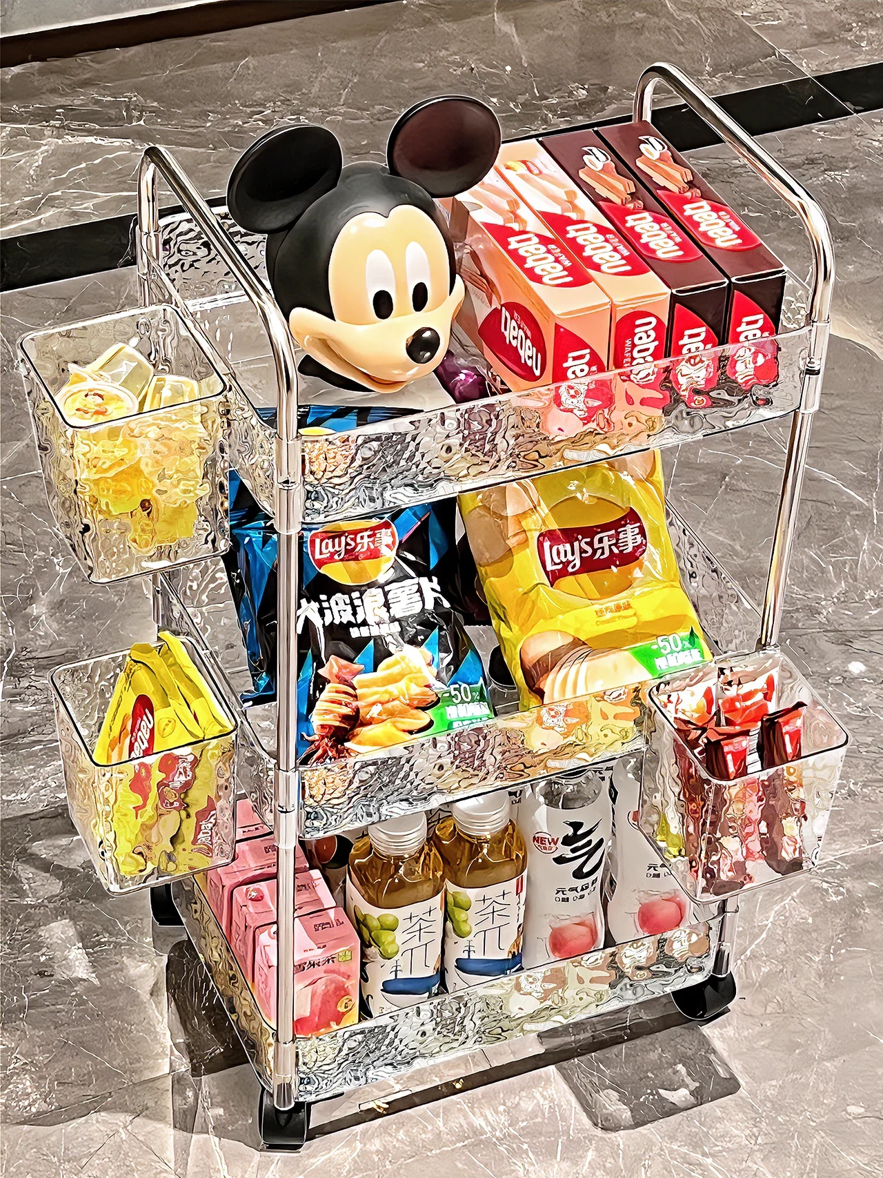 

Snack Storage Rack Trolley Acrylic Household Living Room Removable Bathroom Cosmetics Transparent Multi-Layer Storage Rack