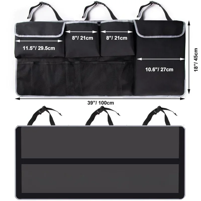 Borsa per sedile posteriore universale per Organizer per sedile posteriore dell'auto con 4 tasche e 2 sacchetti in rete Organizer per riporre gli accessori per appendere il sedile posteriore
