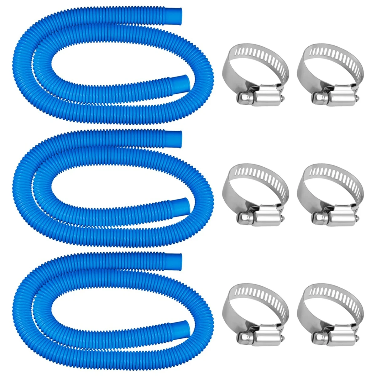 Pool Pump Replacement Hose,1.5M for Compatible with Intex Filter Pump 300,330,530 and 1000 Pool Include 6 Hose Clamps,B