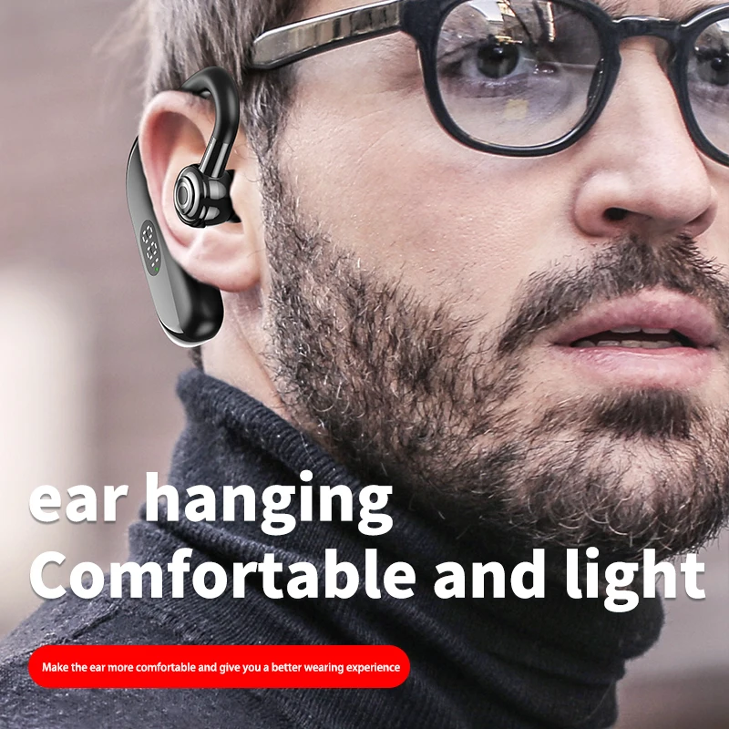 الأعمال سماعة رأس لاسلكية LED عرض بلوتوث 5.2 الاستماع/دعوة 40-60 ساعة مع هيئة التصنيع العسكري ايفي باس سماعة أذن تستخدم عند ممارسة الرياضة لسائق السيارة