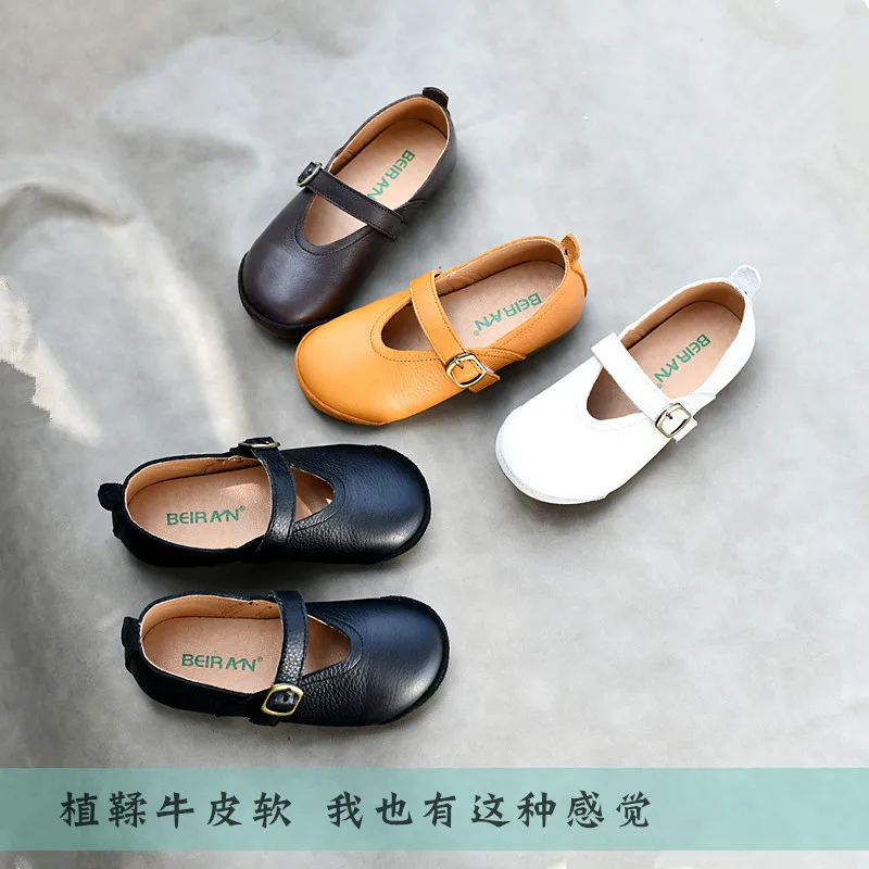

Girls' retro Korean style princess shoes, student preppy genuine leather spring/autumn single shoes