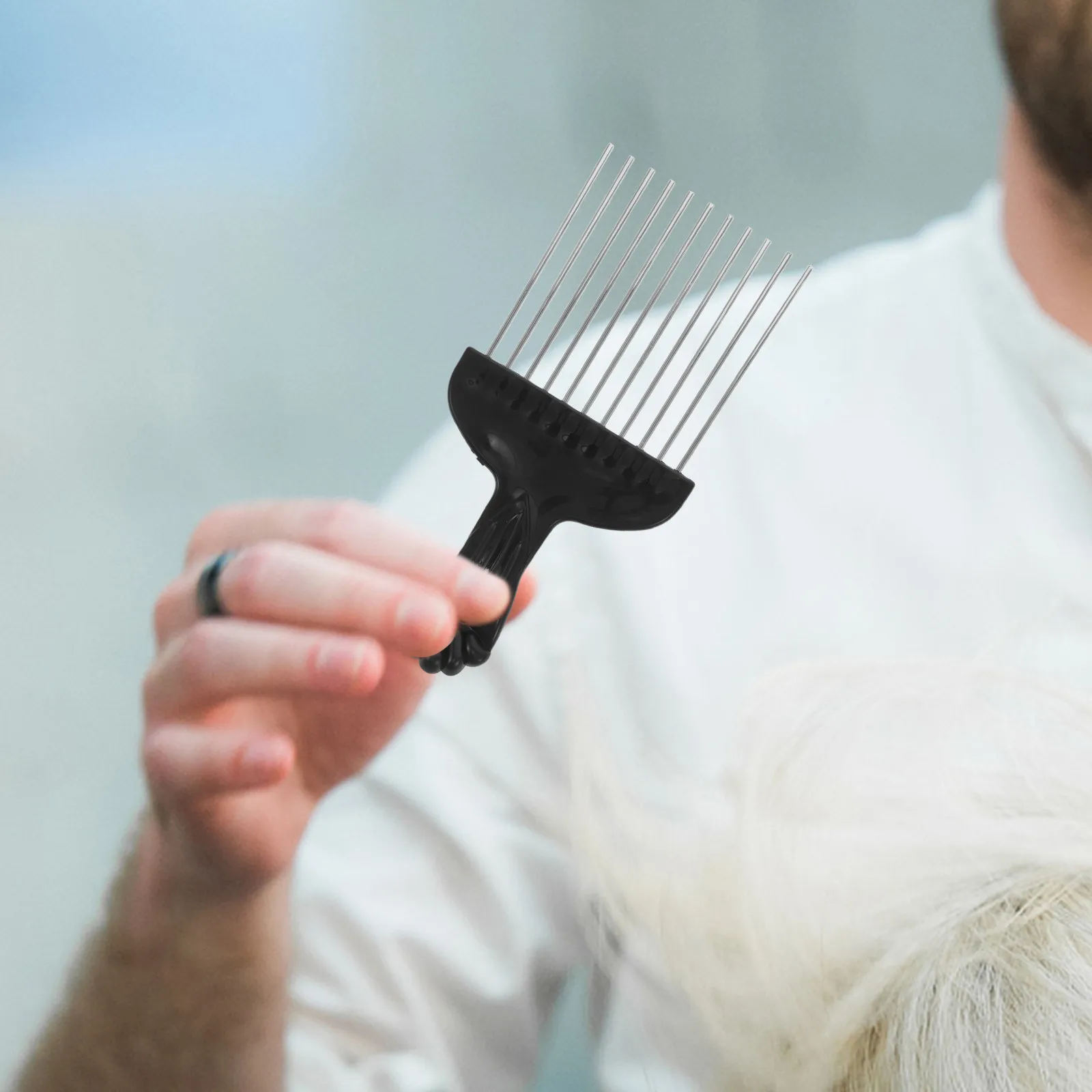 

Steel Comb for Men and Women Detangling Wide Tooth Hair Pick Styling Tool for Curly Hair Afro Parting Comb Metal Grooming