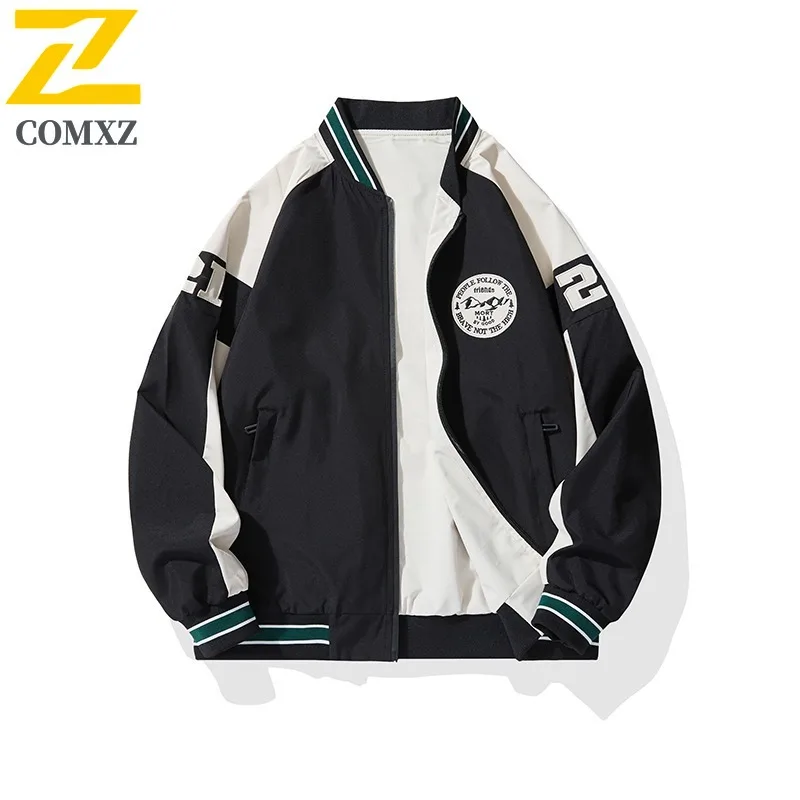 

COMXZ 2025 весенняя куртка для мужчин, подростковая трендовая повседневная минималистичная верхняя пара, молодежная легкая ветровка с бейсбольным воротником, верхняя одежда