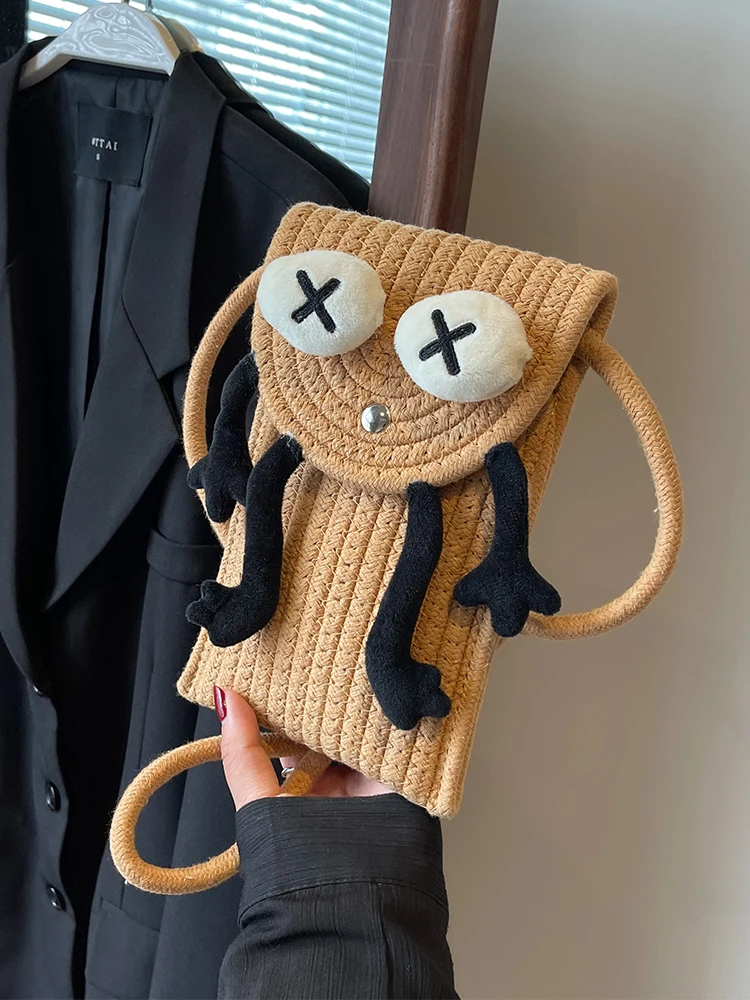 

Casual Style Woven Ladies Shoulder Bag Small Square Mobile Phone Bag 2026 New Fashion Single Strap Crossbody Handbag