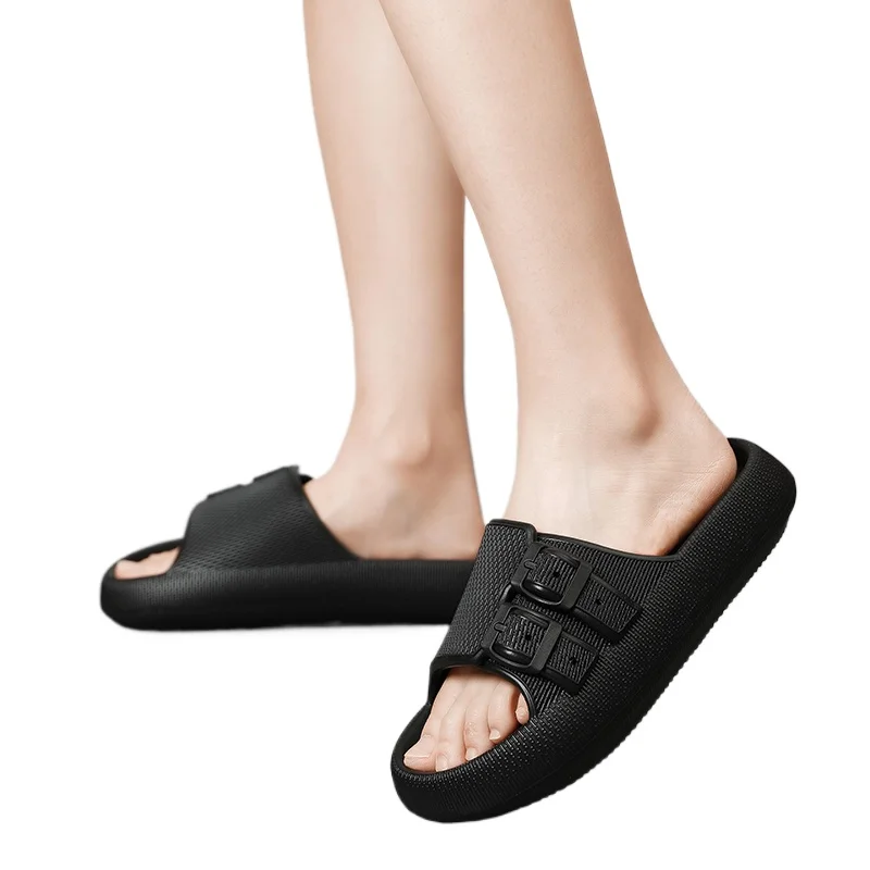 Домашние тапочки на мягкой подошве, женские летние нескользящие пляжные туфли с регулируемой пряжкой, мужские удобные сандалии на платформе с толстой подошвой Yezzy