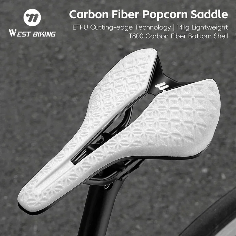 

WEST BIKING T800 Carbon Fiber Bike Saddle Ultralight Hollow Comfortable Mtb Road Racing Bike Cycling Seat Bicycle Cushion Parts