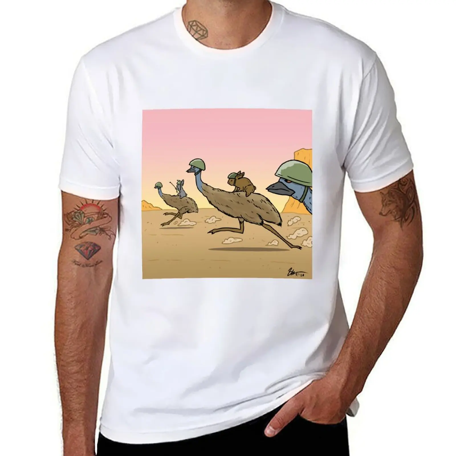 Charge of the Bunny/Emu Cavalry! T-Shirt customs valentines clothes kawaii clothes Men's t shirts