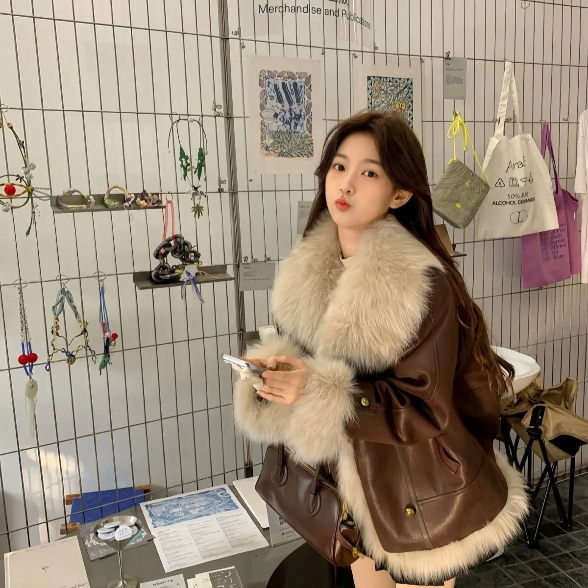 Women's Caramel Big Fur Collar Cotton Padded Coat Winter New Hauteur Casual Thick Coat  Warm Coldproof  Luxury Winter Coat Women