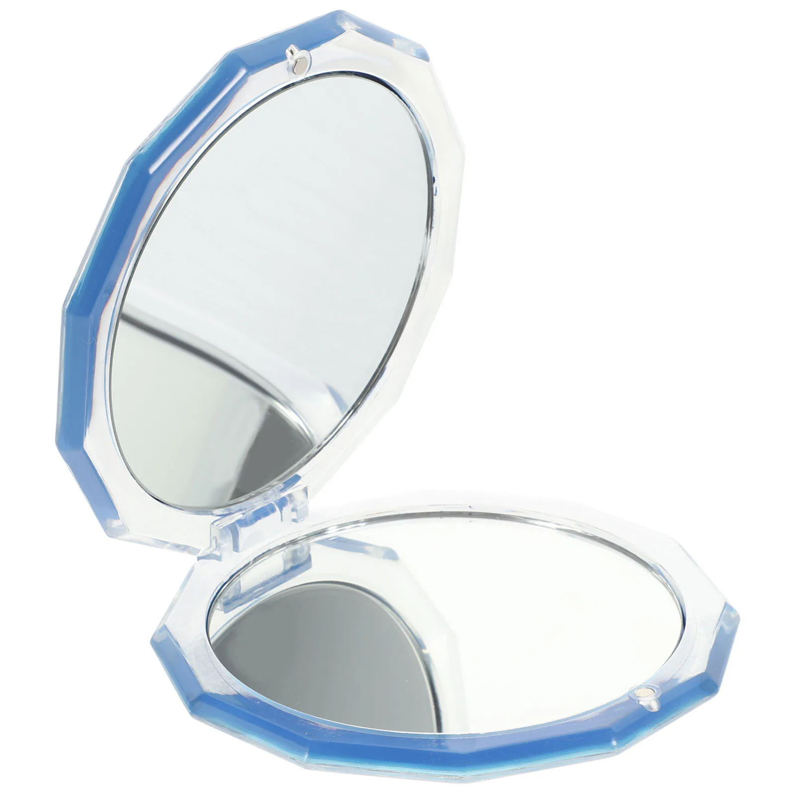 Tragbarer, zusammenklappbarer Make-up-Mini-Spiegel, kleiner, kompakter Reise-Taschenspiegel mit doppelseitiger Vergrößerung für Frauen