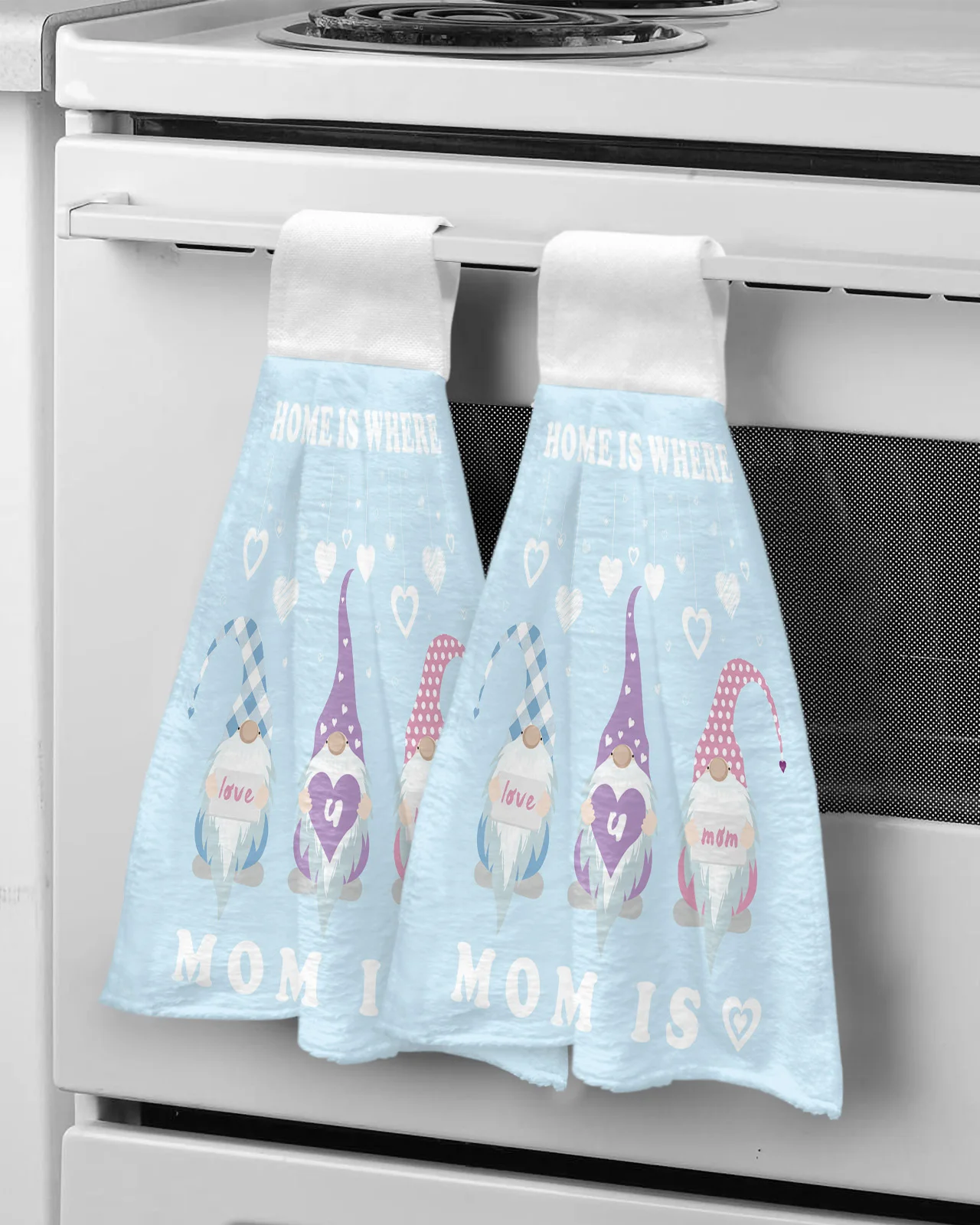 

LOVE U Mom Blue Background Hand Towel Bathroom Supplies Soft Absorbent Towel Kitchen Accessories Cleaning Dishcloths