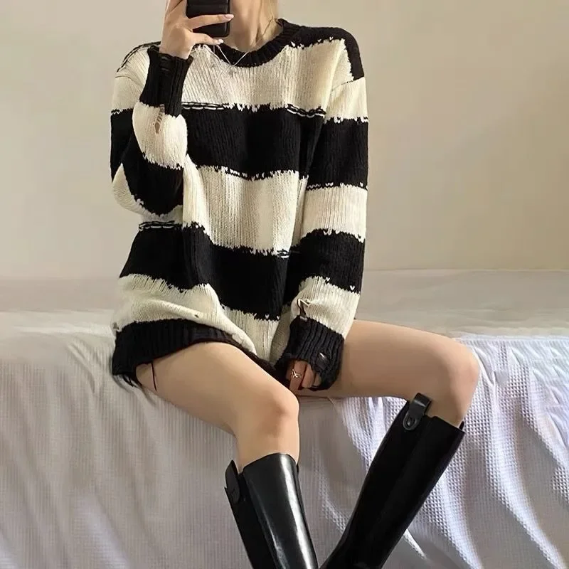 Spring Autumn Luxury Sweater Women Korean Style Fashion Trend Designer Aesthetic Vintage Pullover Striped Womens Sweaters