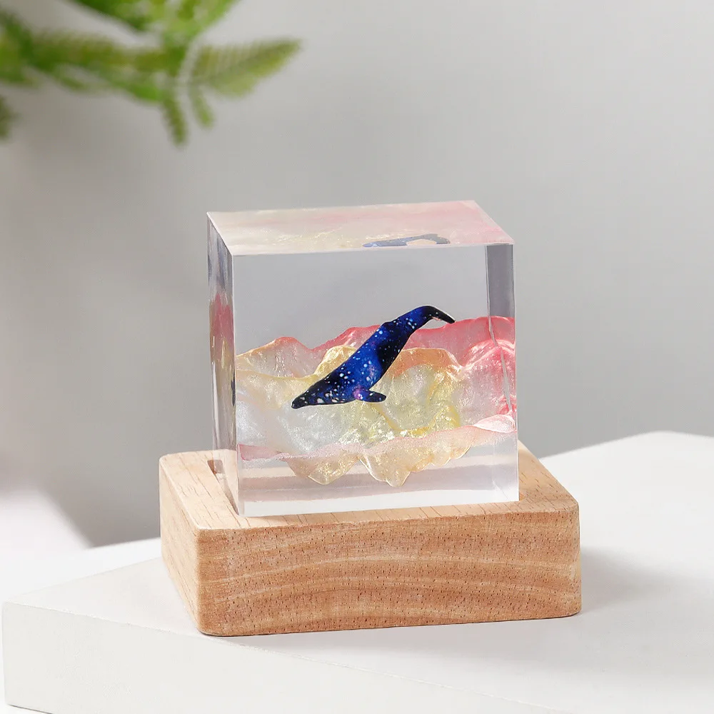 5 سنتيمتر مكعب الكائن الراتنج الجدول ضوء الإبداعية فن الديكور مصباح الحوت الجبلي موضوع ضوء الليل USB تهمة #3