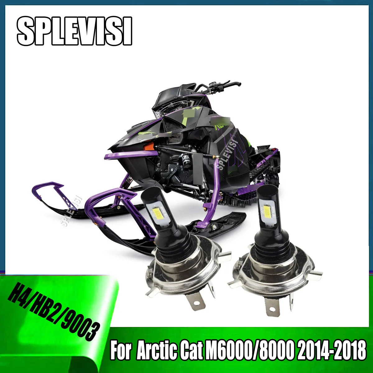 

LED H4 Whtie Headlights - Wireless plug connection no need skills Fits For Arctic Cat M6000/M8000 2014 2015 2016 2017 2018