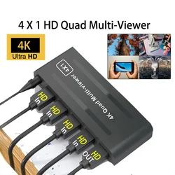 4K HDMI-compatible Multiviewer 4x1 1080P Quad Screen Multi Viewer  Multi-Viewer Splitter Seamless Switcher with IR for PC