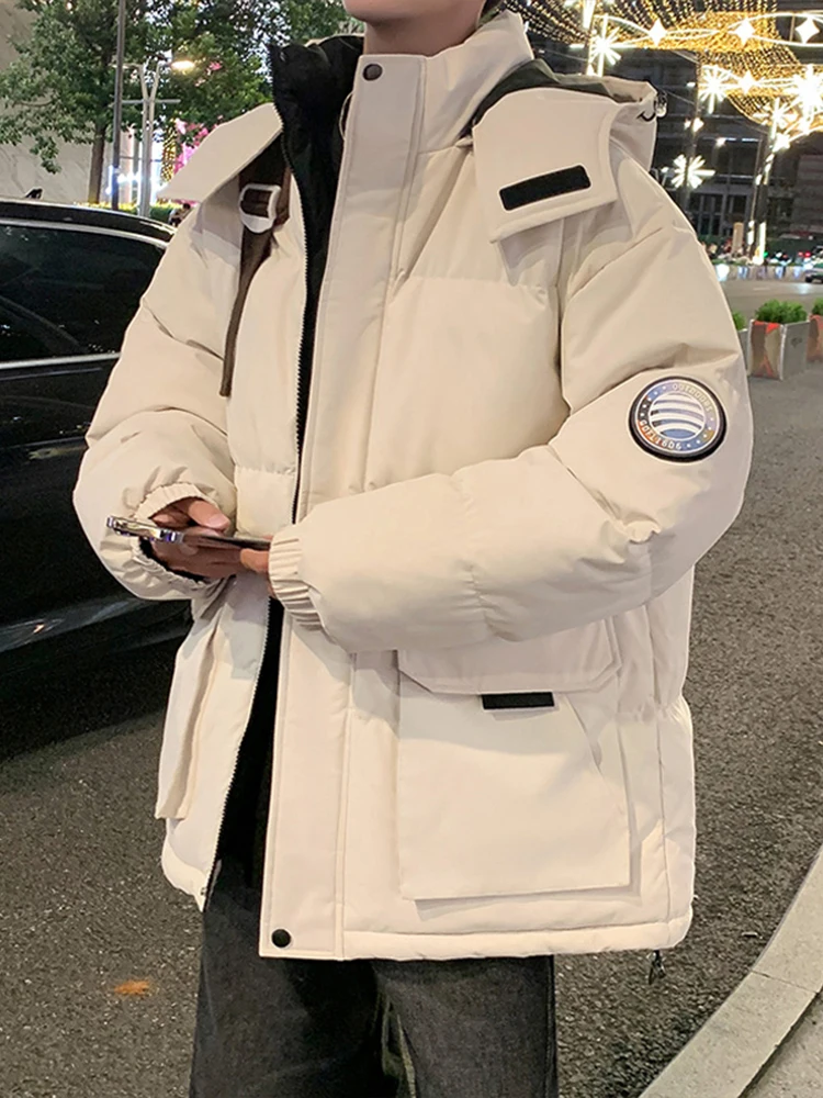 

Thiened Winter Jaet for Men with Hood Large kets Warm Cotton Workwear Casual Sle Youthful Trendy Cleanfit Polyester