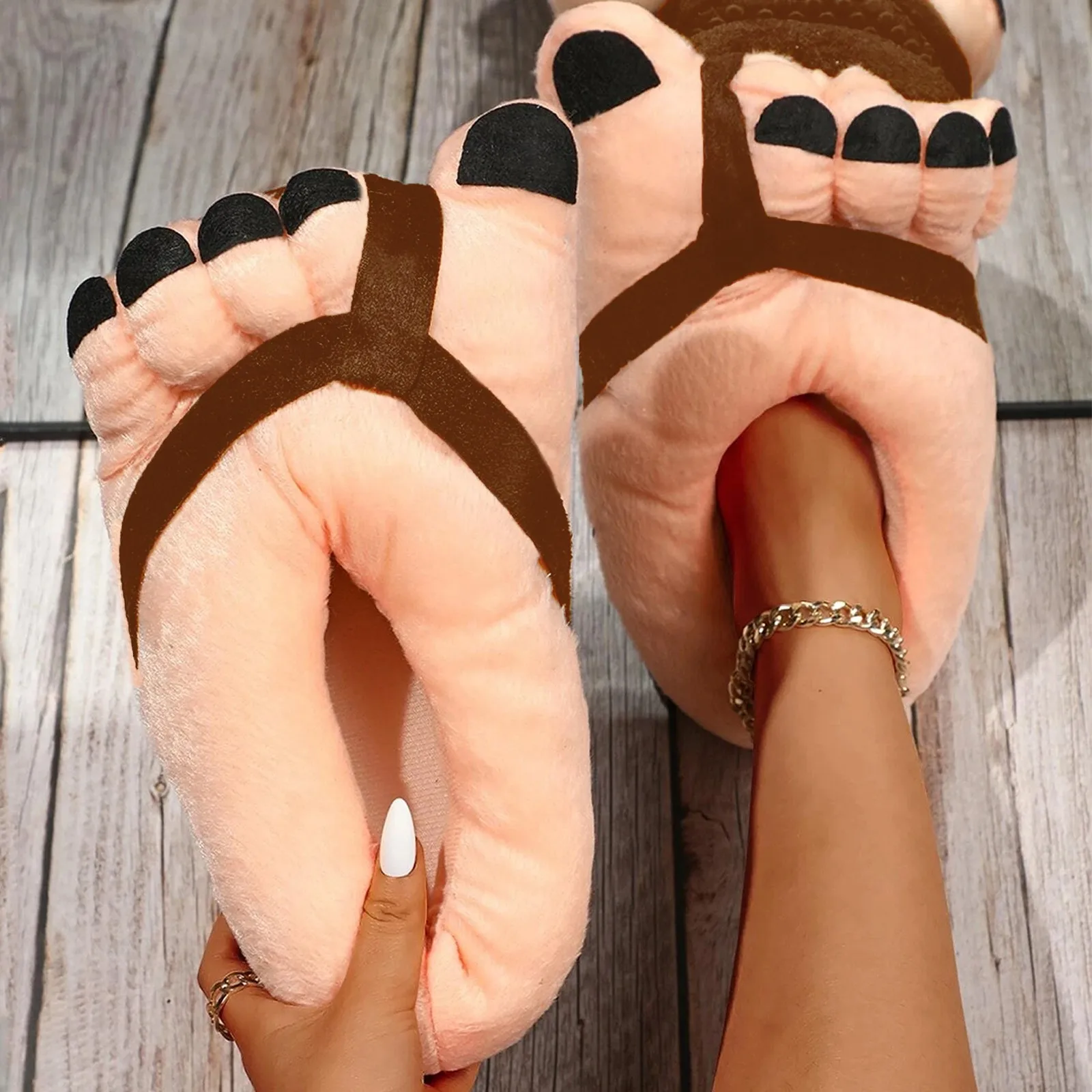 Funny Feet Claws Comfortable Plush Slippers Indoor Home Increase Women Winter Warm Cotton Slider Five Finger Cosplay Shoes