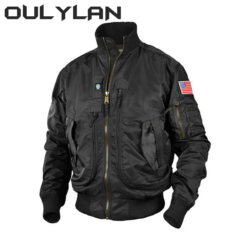 2024 Tactical Jackets Big Pocket Pilot Baseball Air Force Coat Green Bomber Jacket Stand-collar Motorcycle Outwear