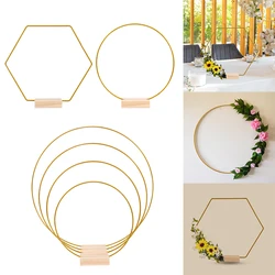 20-35cm Gold Metal Floral Ring Hoop Garland DIY Flower Wreath Prop For Wedding Party Decoration Christmas Garland Navidad