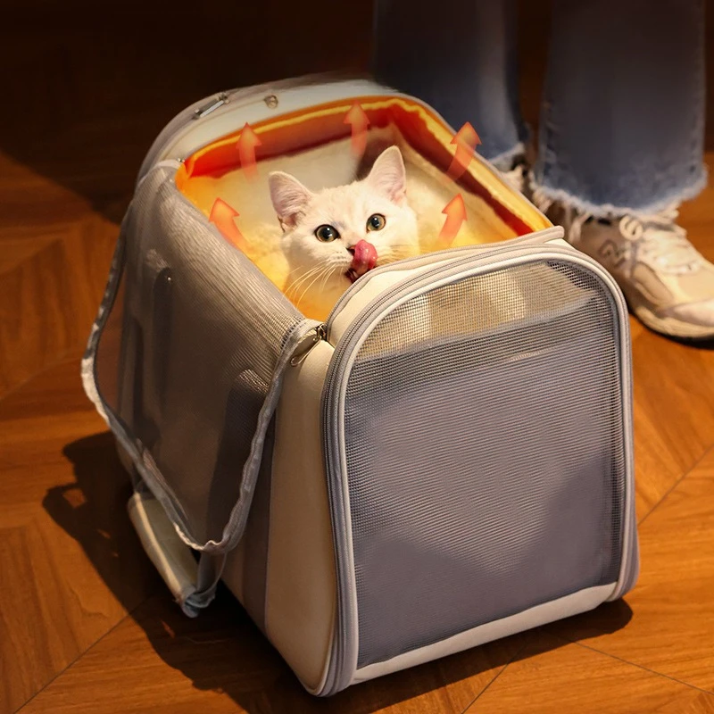 

Fashionable and Simple Winter Fleece Cat Bag,Portable Aviation Case,Space Capsule,Hand-held Crossbody Backpack for Cats and Dogs