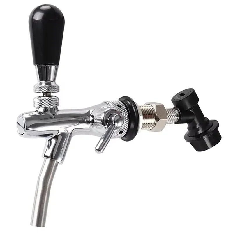 

ABVS Beer Tap Adjustable Faucet G5/8 For Draft Beer Keg With Ball Lock Disconnect- Home Brewing Dispensing System