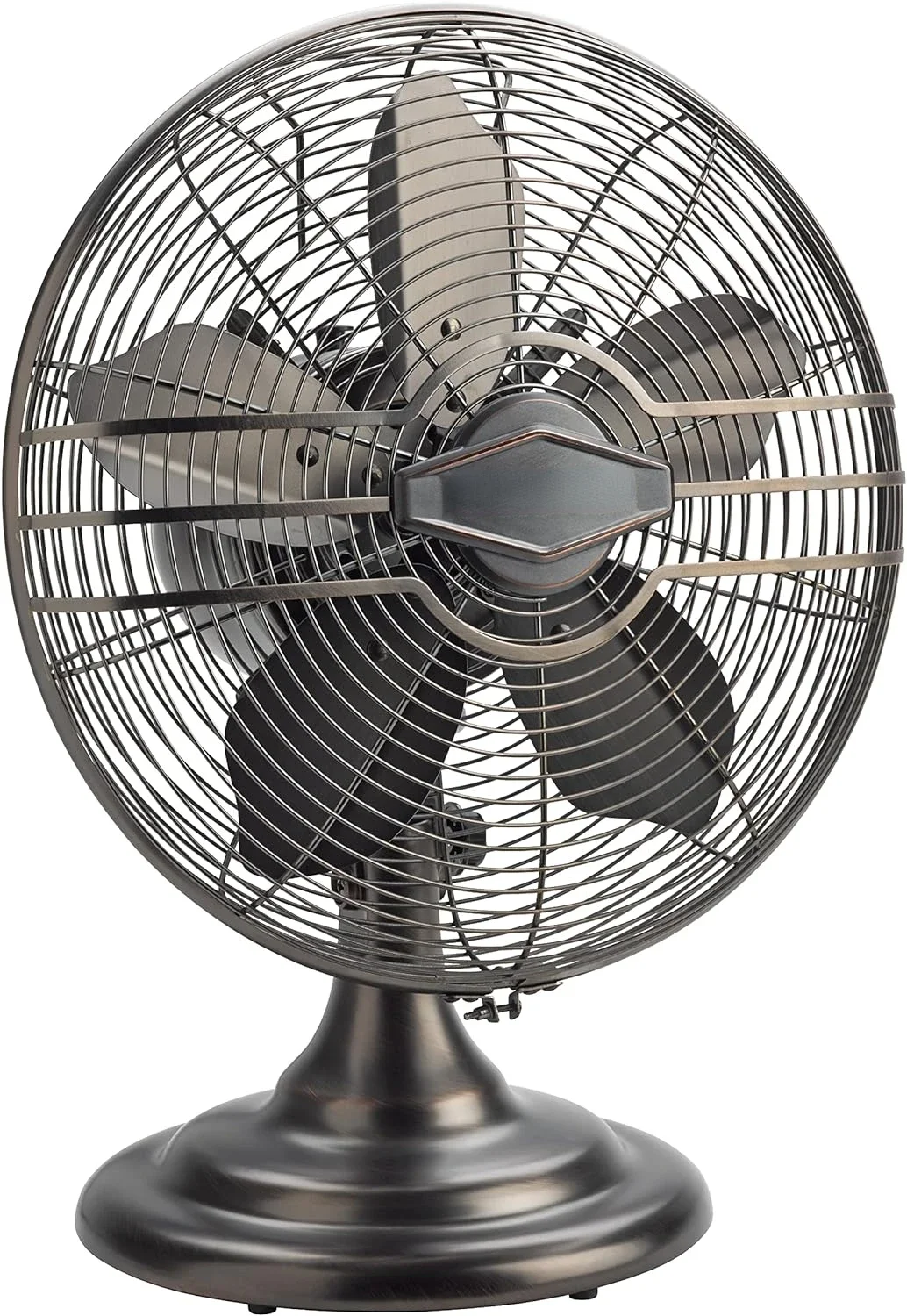 

Elegant Bronze 17" Oscillating Table Top Fan with 3 Quiet Speeds, Perfect for Bedroom, Kitchen, and Office Use - Model R12210