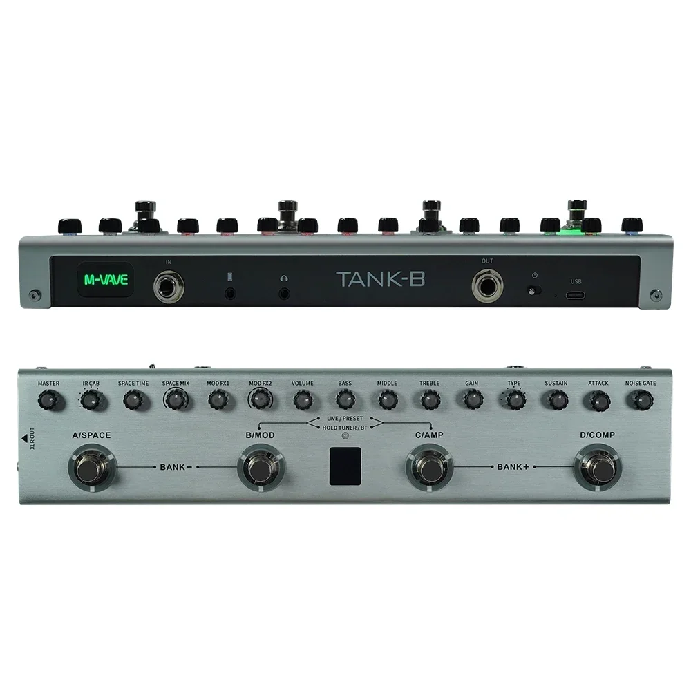 M-VAVE Tank-B Baspedaal Oplaadbare 36 Presets 9 Voorversterker Sleuven 8 Ir Cabine Slots 3 Modulatie/Vertraging/Galm Effecten