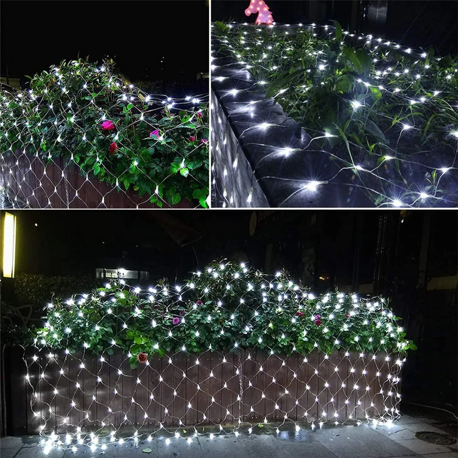 คริสต์มาส LED ตาข่ายผ้าม่าน Fairy String ไฟกลางแจ้ง 3x2M 220V EU Plug งานแต่งงานปีใหม่ Garland ตกแต่งสวนไฟ