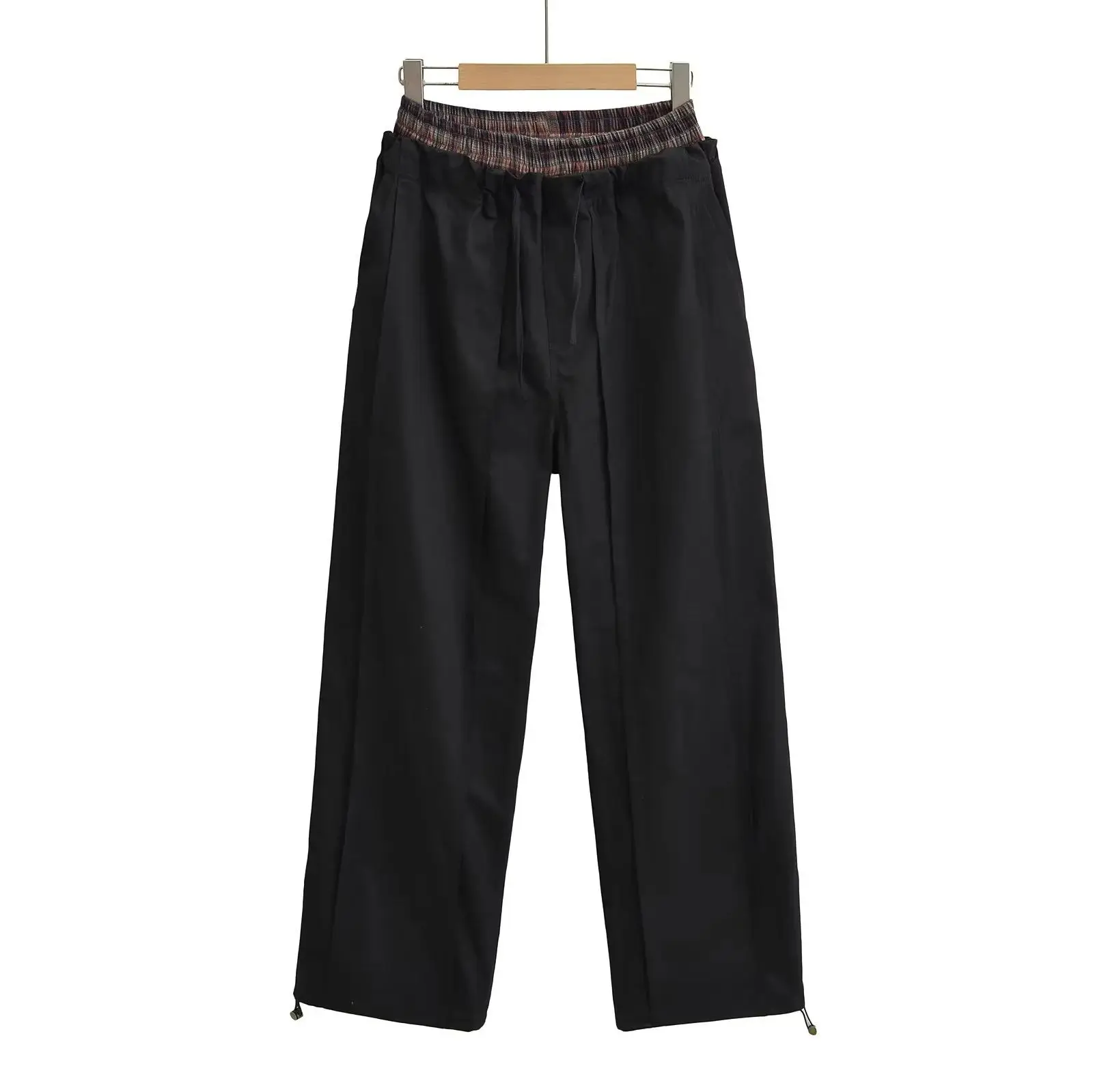 Women rise waist Check Layered Trousers pants