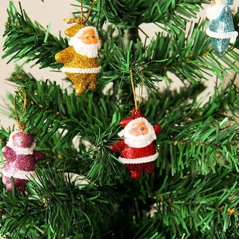 1Set Christmas Drop Ornaments Multi-Color Santa Claus Party Xmas Tree Hanging Decor Home Decorations Festive Supplies