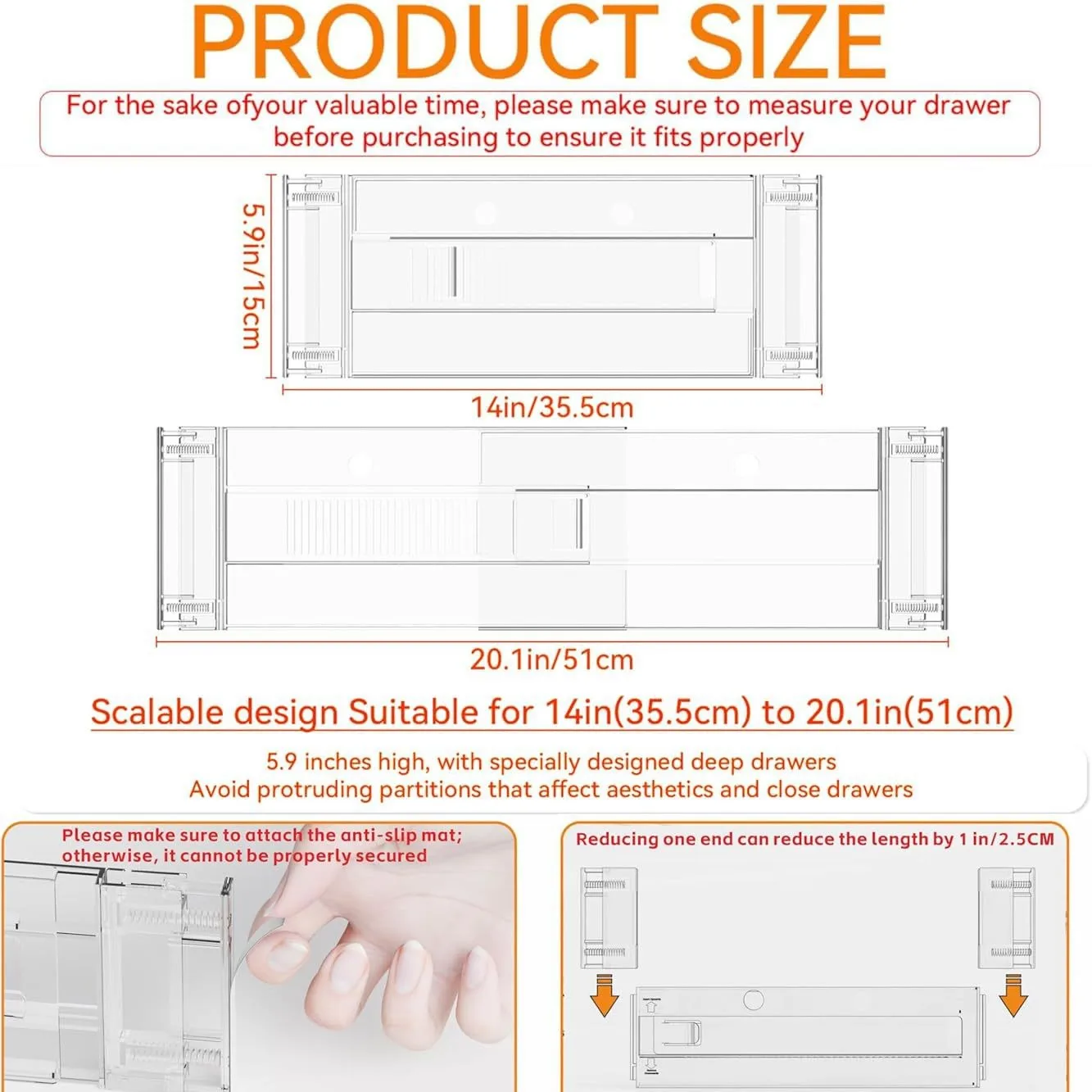 Plastic Expandable Drawer Dividers Spring Loaded Cm High Organizer Panels Adjustable To Inch Fit Bedroom Kitchen Office Bathroom