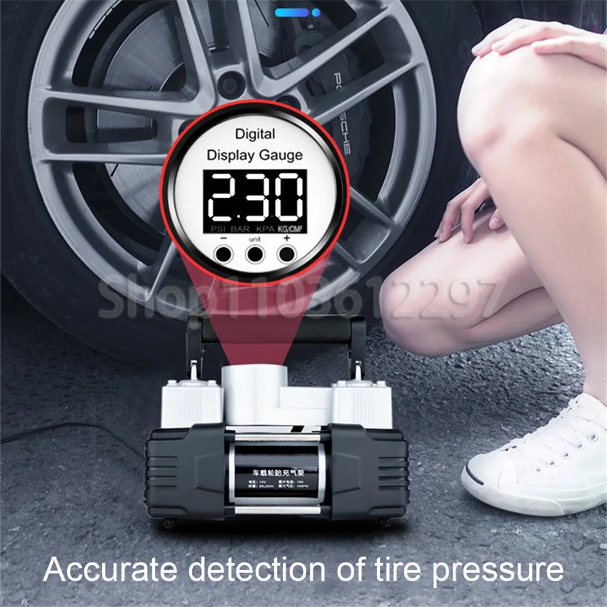 Car Air Pump Double-cylinder High-power Car Air Pump Tire 12V Electric High-pressure Pump Portable