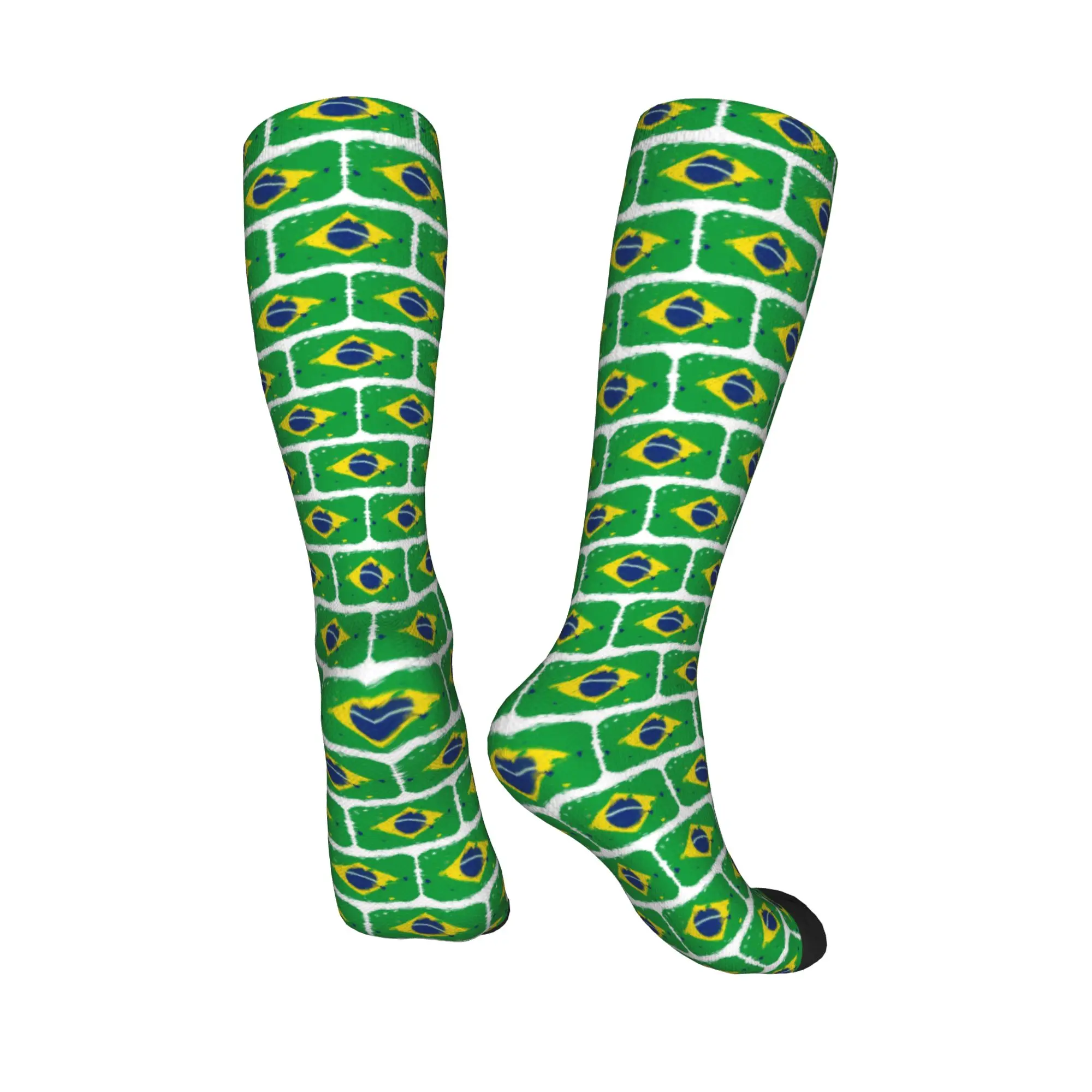 Medias de tripulación para todas las estaciones, calcetines con bandera de Brasil, calcetines largos Harajuku Crazy Hip Hop, accesorios para hombres y mujeres, regalo de cumpleaños