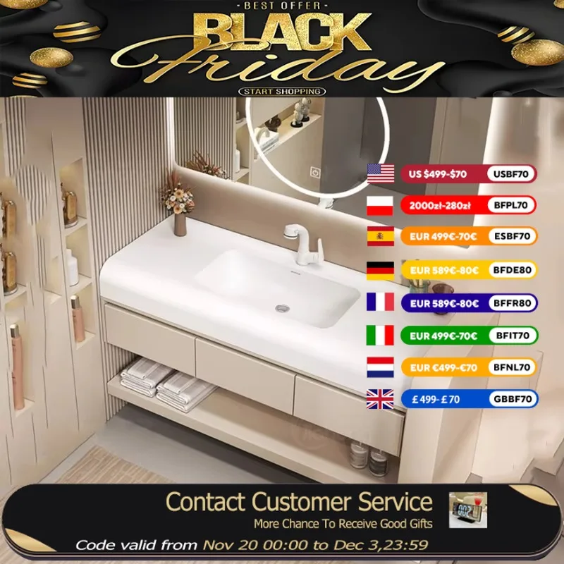 

Washing Luxury Bathroom Cabinet Sink Mirror Wall White Bathroom Cabinet Vanity Combination Meuble Salle De Bain Furniture