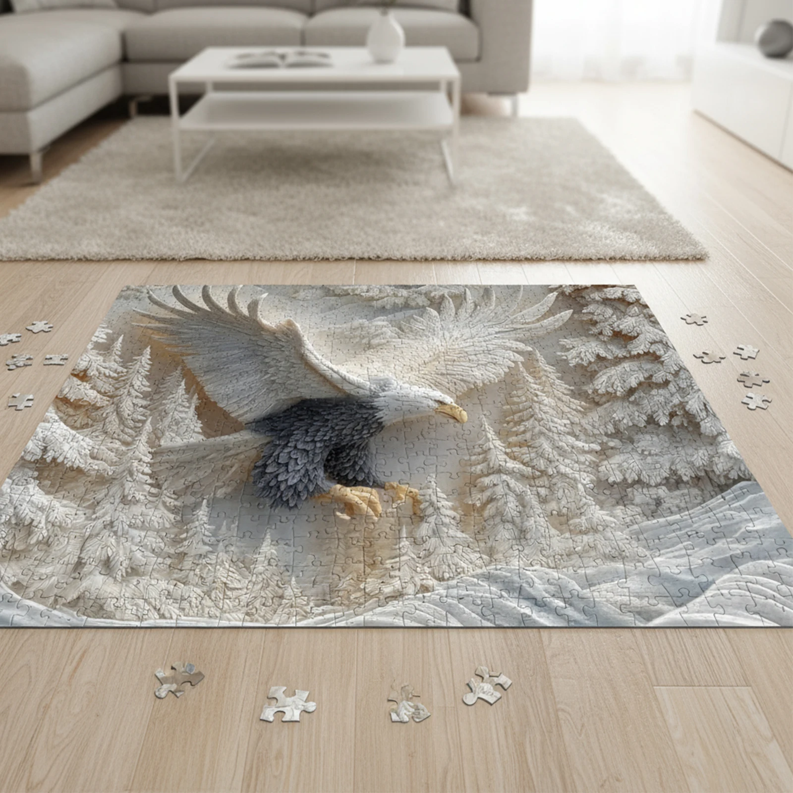 The Carved Eagle Jigsaw Puzzles 1000 Piece Family Puzzle Bald Eagle in Flight Wildlife Art Puzzle for Countdown Christmas Gifts