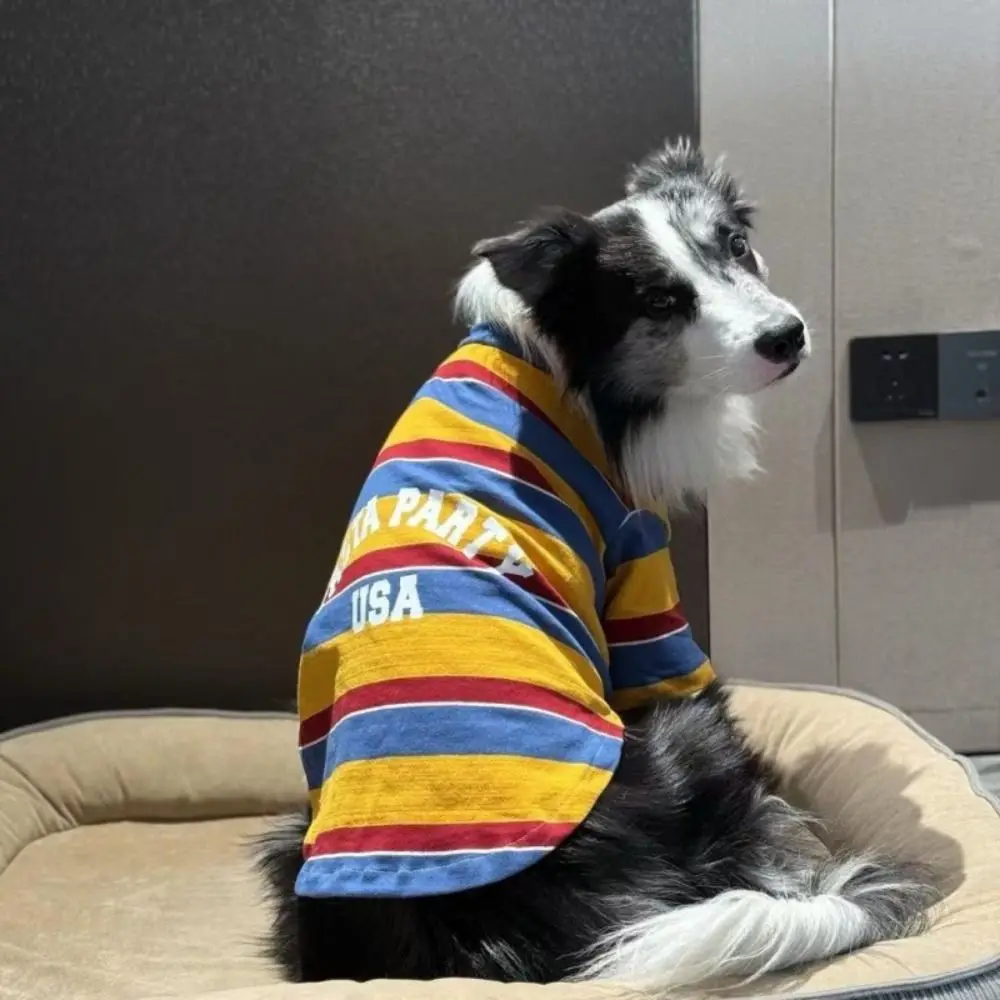 Forniture per animali domestici Gilet a righe per cani di grandi dimensioni Morbido e confortevole T-shirt estiva per animali domestici Moda leggera Vestiti per cani Labrador