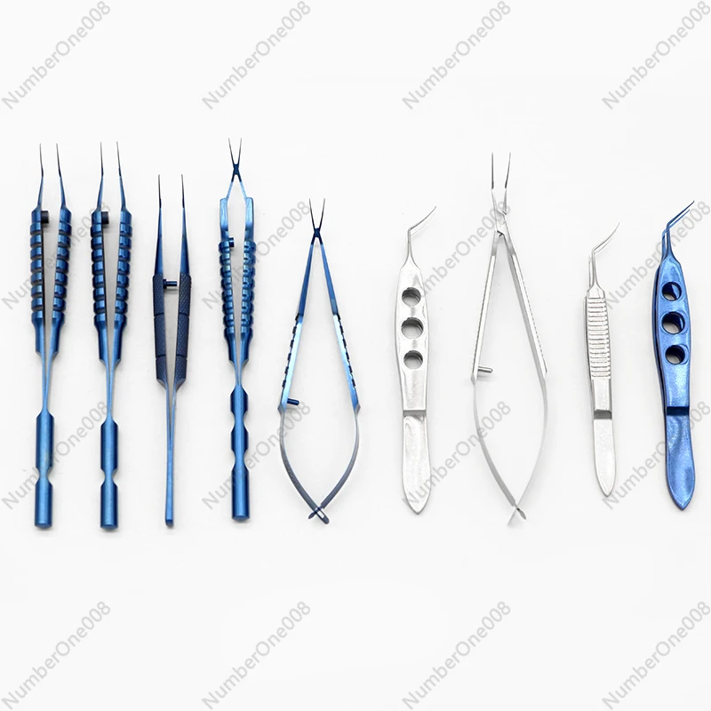 Ophthalmic capsulorhexis forceps made of titanium alloy, with a small incision and a circular handle. The angle shape of the cap