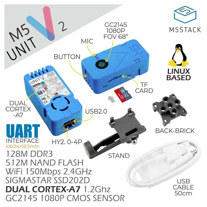 M5Stack UnitV2 Edge Computing AI Smart Camera Vision Recognition Module Programmable Development Board