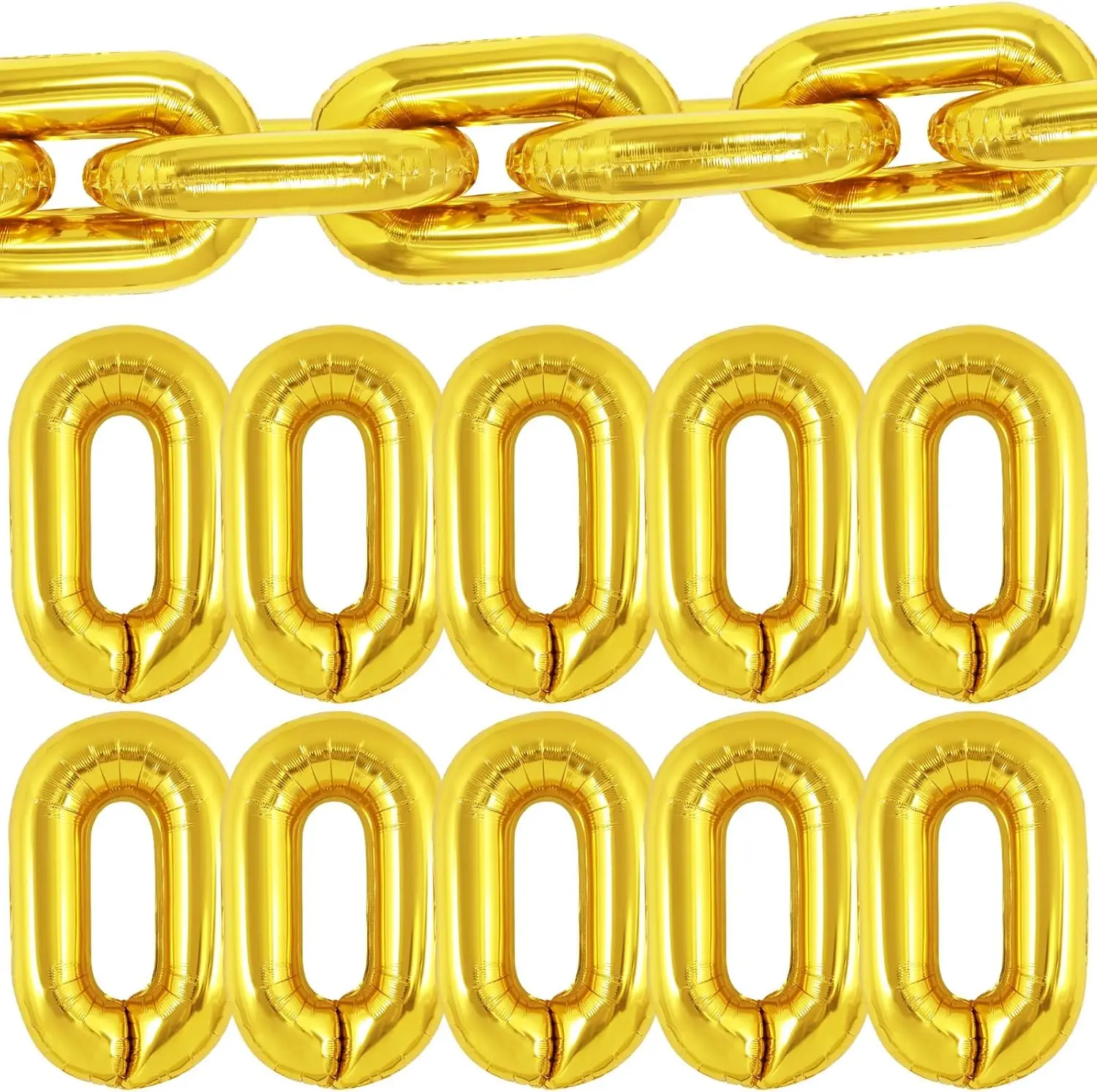 10 Stück Silber Gold Kettenballons 32/16 Zoll Jumbo Folienkettenverbindungsballons für 80er 90er Jahre Thema Geburtstag Hochzeit Abschlussdekoration – Detail 39
