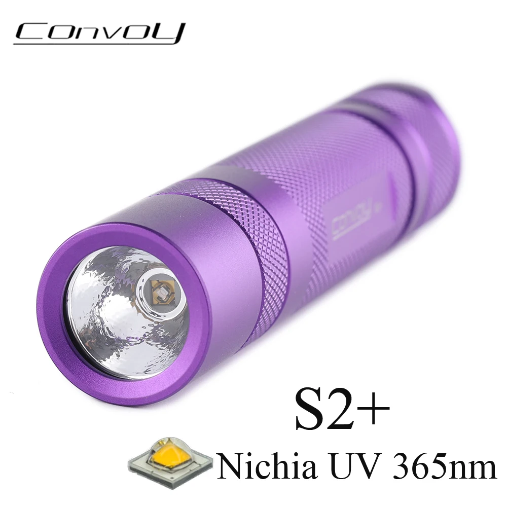 Convoy S2 Plus UV 365nm Flashlight with Nichia UV Led 18650 Torch Ultra Violet Light Ultraviolet Lanterna High Power Lantern